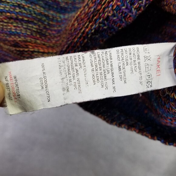 Hakei Pullover Sweater Women’s Small Long Sleeve Crew Neck Reverse Knit Rainbow - Picture 8 of 11